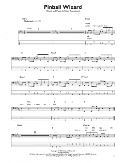 page one of Pinball Wizard (Easy Bass Tab)