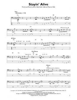 page one of Stayin' Alive (Easy Bass Tab)