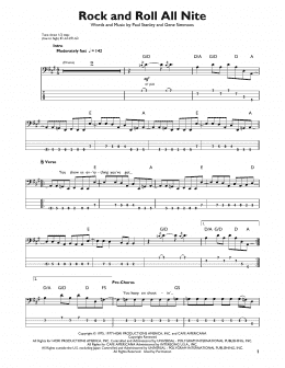page one of Rock And Roll All Nite (Easy Bass Tab)