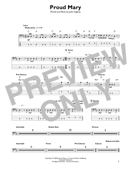 page one of Proud Mary (Easy Bass Tab)