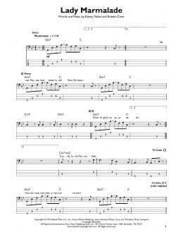 page one of Lady Marmalade (Easy Bass Tab)