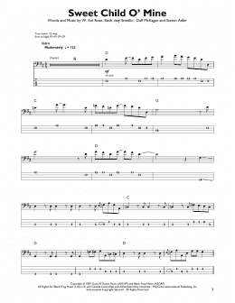 page one of Sweet Child O' Mine (Easy Bass Tab)
