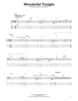 page one of Wonderful Tonight (Easy Bass Tab)