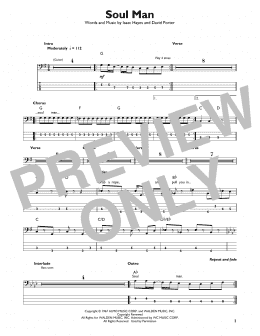 page one of Soul Man (Easy Bass Tab)