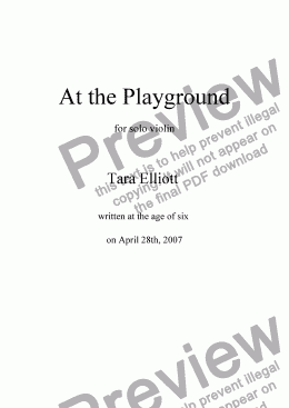 page one of At the Playground