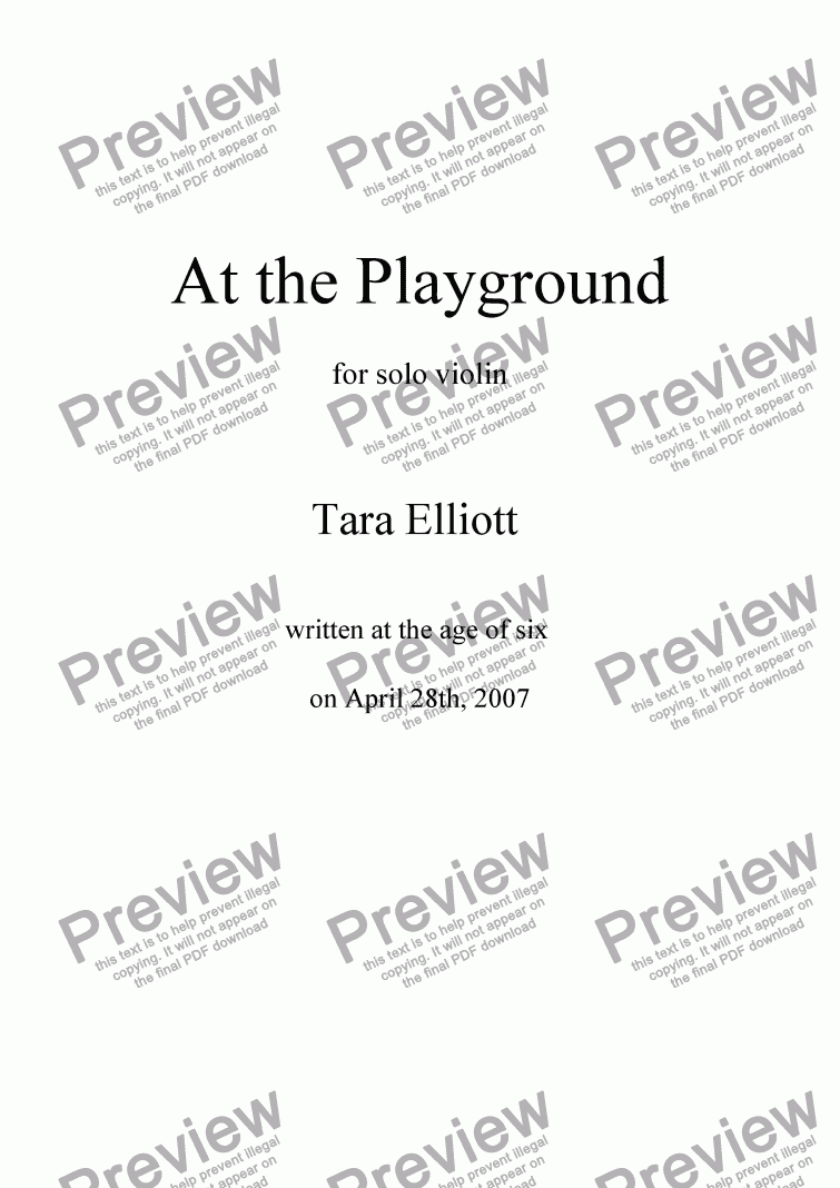 page one of At the Playground