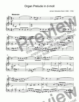 page one of Bach - Organ Prelude in d - moll, BWV 539 for trumpet Bb & piano