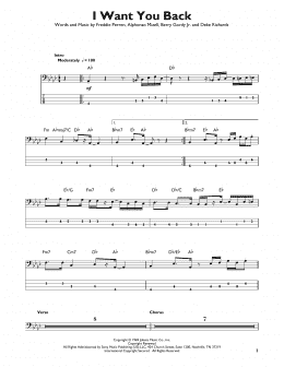 page one of I Want You Back (Easy Bass Tab)