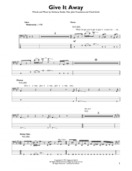 page one of Give It Away (Easy Bass Tab)