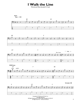 page one of I Walk The Line (Easy Bass Tab)
