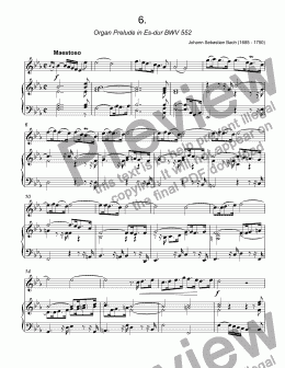 page one of Bach - Organ Prelude in Es-dur, BWV 552 for trumpet C & piano