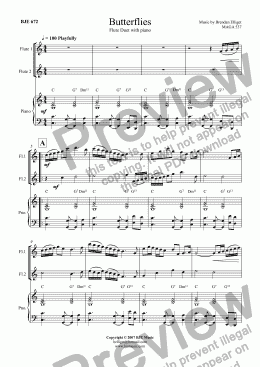 page one of Butterflies - Flute Duet with Piano