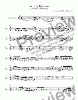 page one of Sorry - Kyteman for trumpet Bb