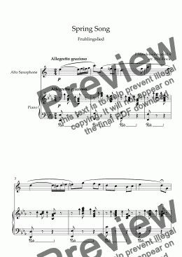 page one of Spring Song - Alto Sax and Piano