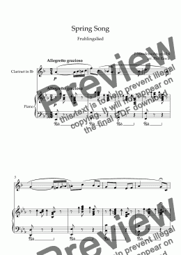page one of Spring Song - Clarinet and Piano