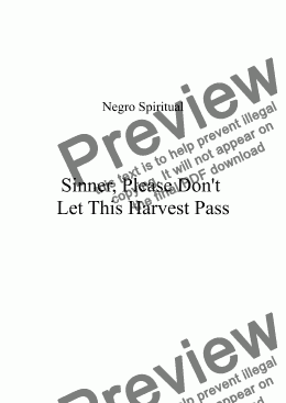 page one of Sinner, Please Don't Let This Harvest Pass