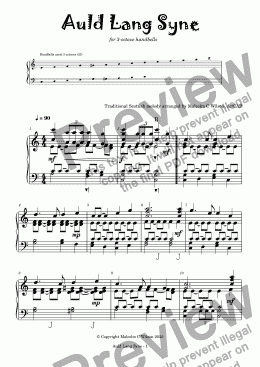 page one of Auld Lang Syne - for 3 octaves handbells