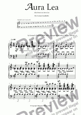 page one of Aura Lea - for 3 octave handbells