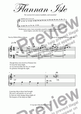 page one of Flannan Isle - for 2-octave handbells, narrator and percussion