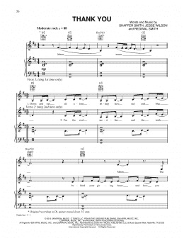 page one of Thank You (Piano, Vocal & Guitar Chords (Right-Hand Melody))