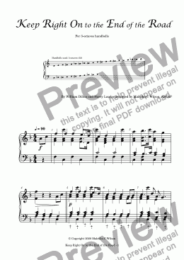 page one of Keep Right On To The End Of The Road - for 3 octave handbells