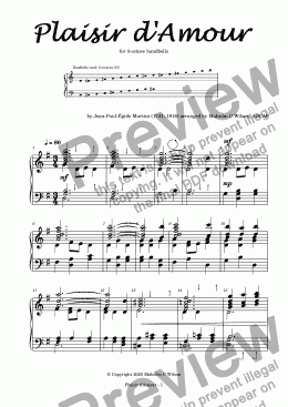 page one of Plaisir D'amour - for 3 octaves handbells