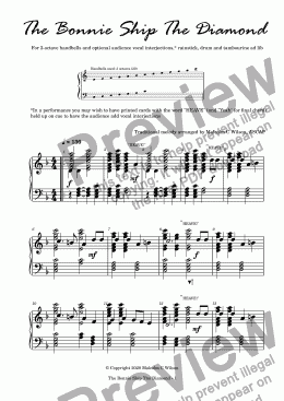 page one of The Bonnie Ship The Diamond - for 3 octaves handbells