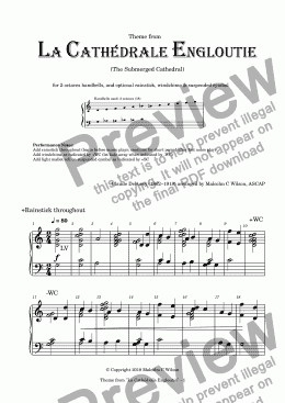 page one of Theme from La Cathédrale Engloutie - for 2 octave handbells