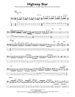 page one of Highway Star (Easy Bass Tab)