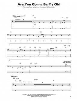 page one of Are You Gonna Be My Girl (Easy Bass Tab)