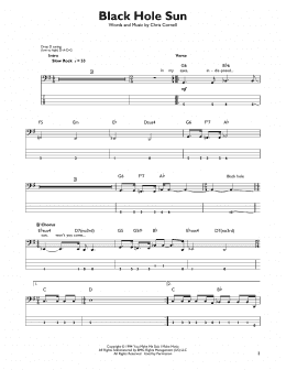 page one of Black Hole Sun (Easy Bass Tab)