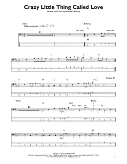 page one of Crazy Little Thing Called Love (Easy Bass Tab)