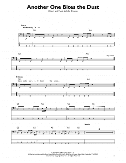 page one of Another One Bites The Dust (Easy Bass Tab)