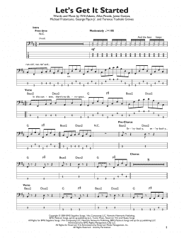 page one of Let's Get It Started (Easy Bass Tab)