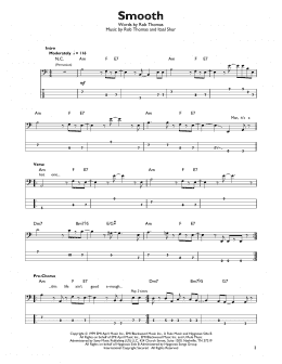 page one of Smooth (feat. Rob Thomas) (Easy Bass Tab)