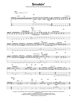 page one of Smokin' (Easy Bass Tab)