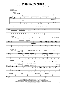 page one of Monkey Wrench (Easy Bass Tab)