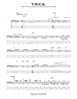 page one of Y.M.C.A. (Easy Bass Tab)