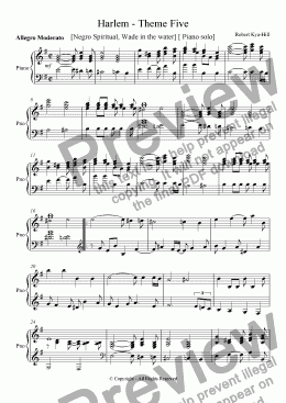 page one of Harlem - Fifth Theme  [Negro Spiritual - Wade in the Water] [Piano Solo]