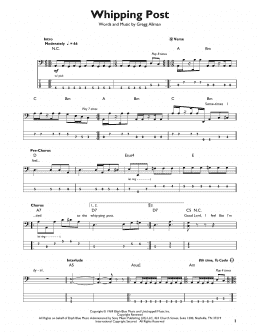 page one of Whipping Post (Easy Bass Tab)