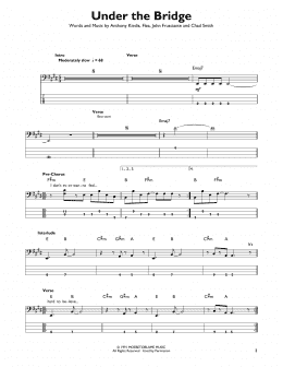 page one of Under The Bridge (Easy Bass Tab)