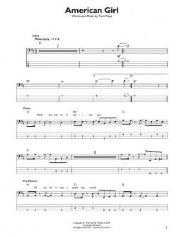 page one of American Girl (Easy Bass Tab)