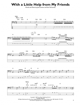 page one of With A Little Help From My Friends (Easy Bass Tab)