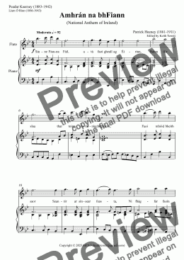 page one of Irish National Anthem (Amhrán na bhFiann) for Flute & Piano 
