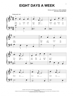 page one of Eight Days A Week (Beginning Piano Solo)