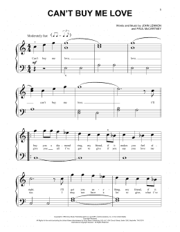 page one of Can't Buy Me Love (Beginning Piano Solo)