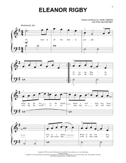 page one of Eleanor Rigby (Beginning Piano Solo)