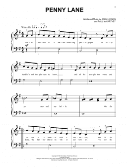 page one of Penny Lane (Beginning Piano Solo)