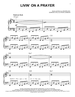 page one of Livin' On A Prayer (Very Easy Piano)