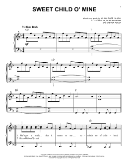 page one of Sweet Child O' Mine (Very Easy Piano)